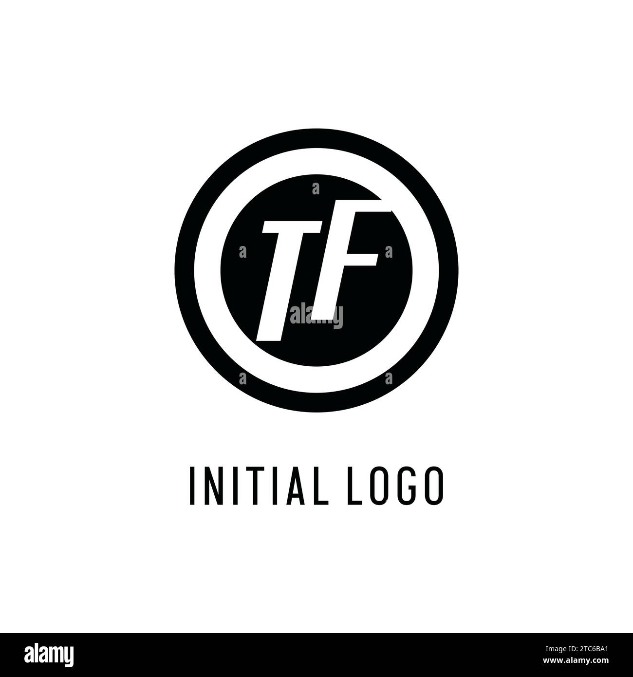 Initial TF logo concentric circle line, clean and simple monogram logo style vector graphic Stock Vector