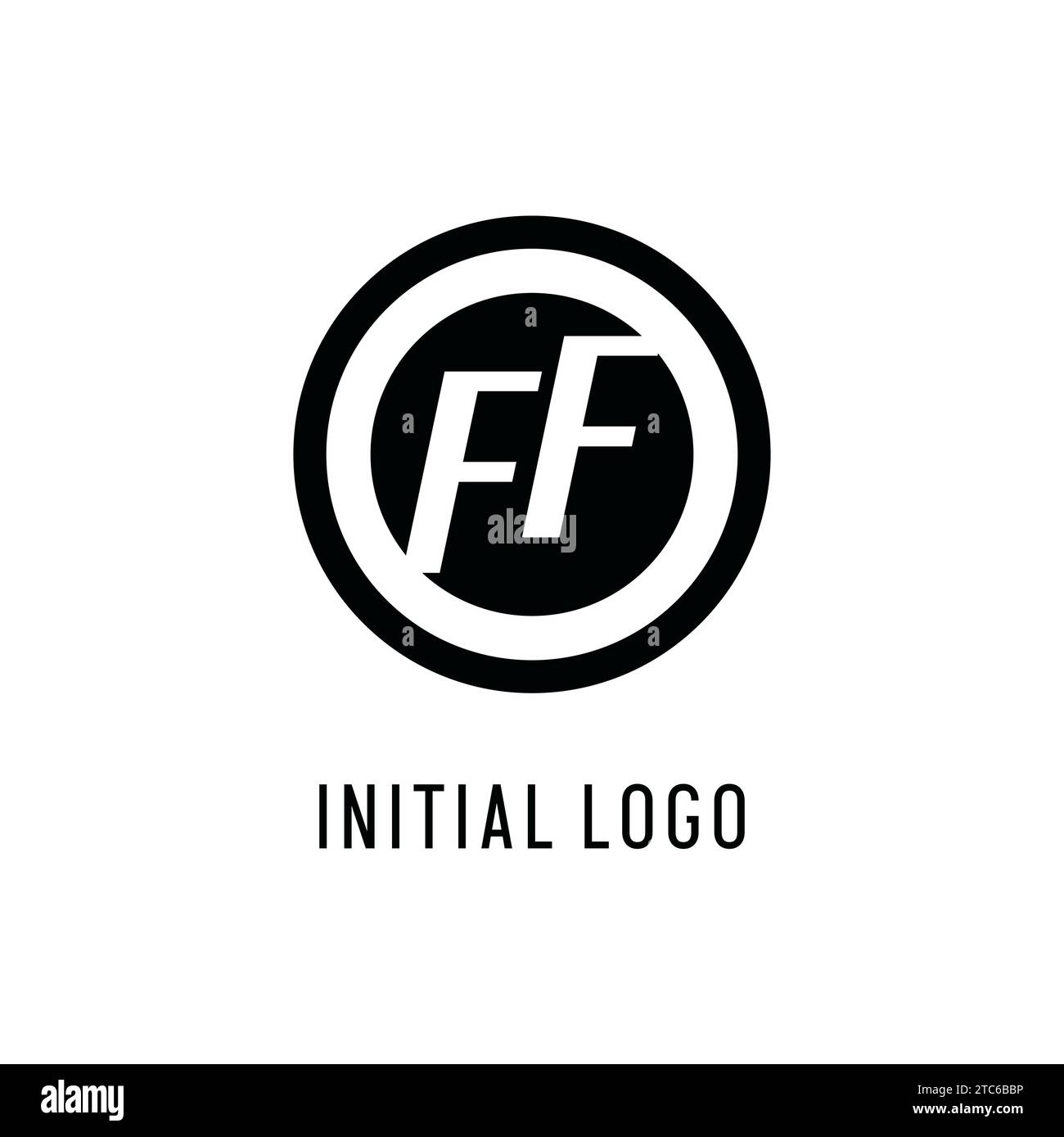 Initial FF logo concentric circle line, clean and simple monogram logo style vector graphic
