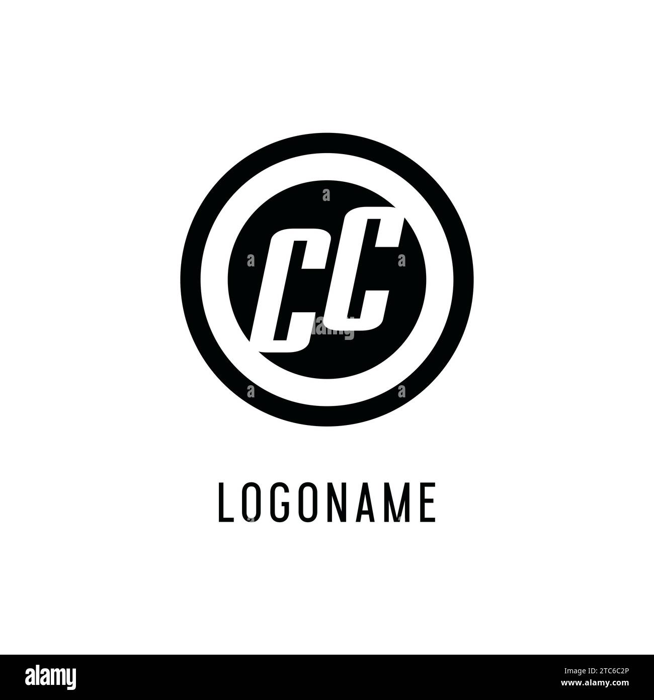 Initial CC logo concentric circle line, clean and simple monogram logo