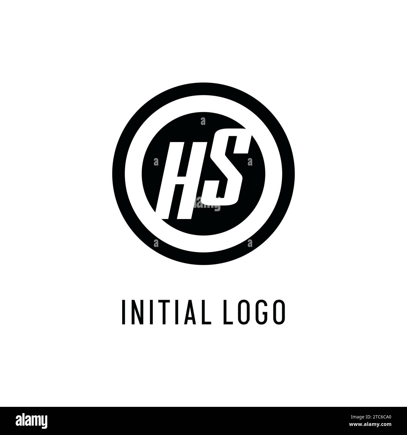 Initial HS logo concentric circle line, clean and simple monogram logo