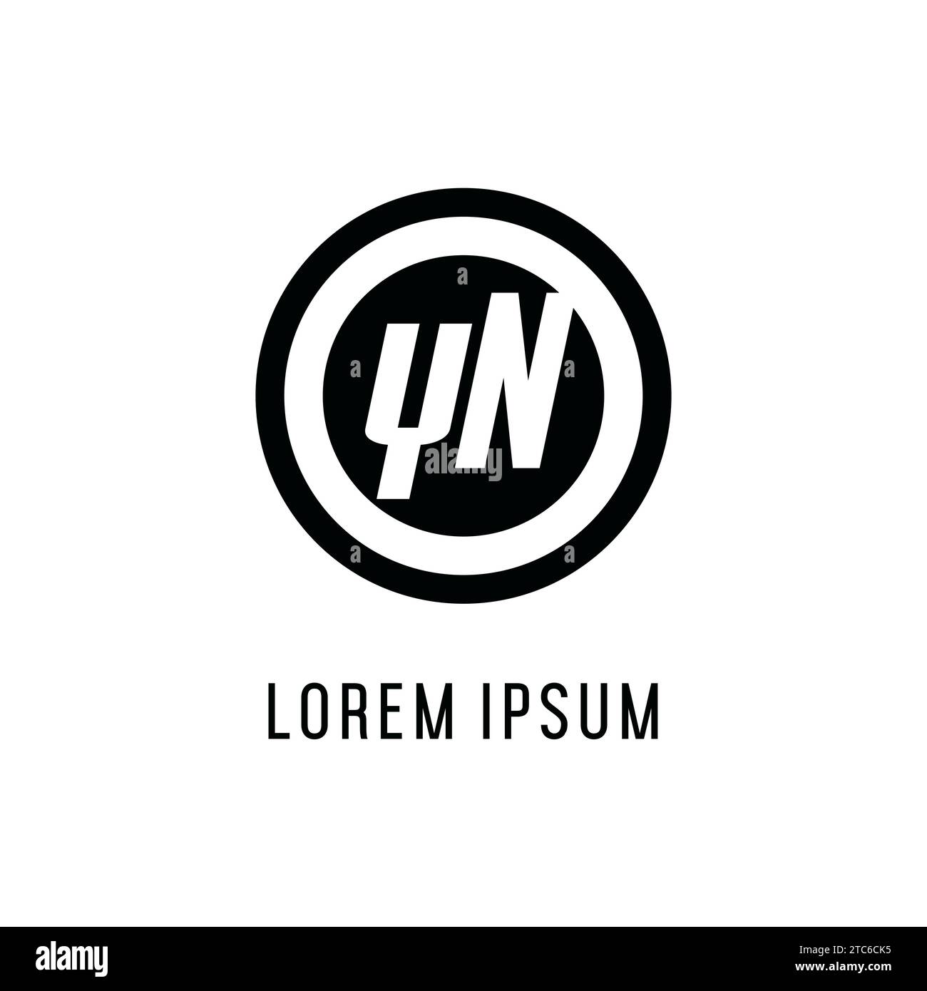 Initial YN logo concentric circle line, clean and simple monogram logo ...