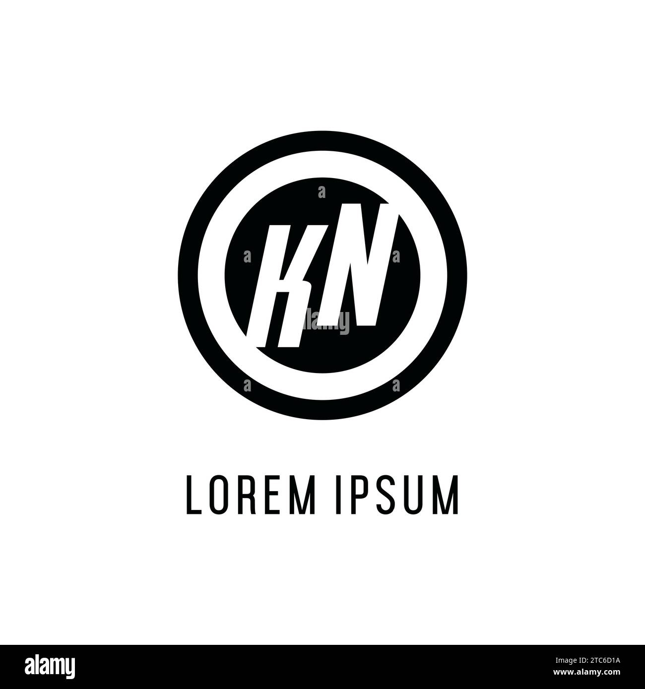 Initial KN logo concentric circle line, clean and simple monogram logo
