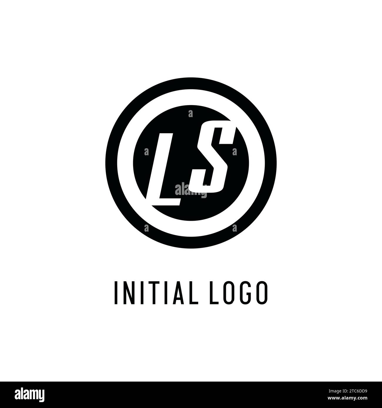 Initial LS logo concentric circle line, clean and simple monogram logo style vector graphic Stock Vector