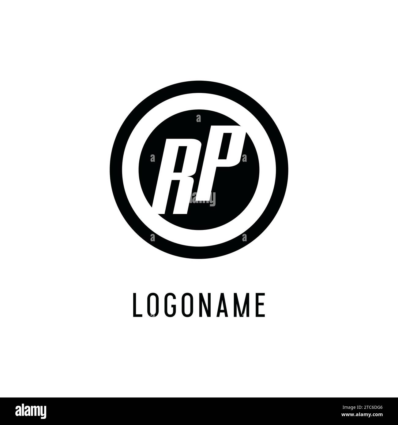 Initial RP logo concentric circle line, clean and simple monogram logo ...
