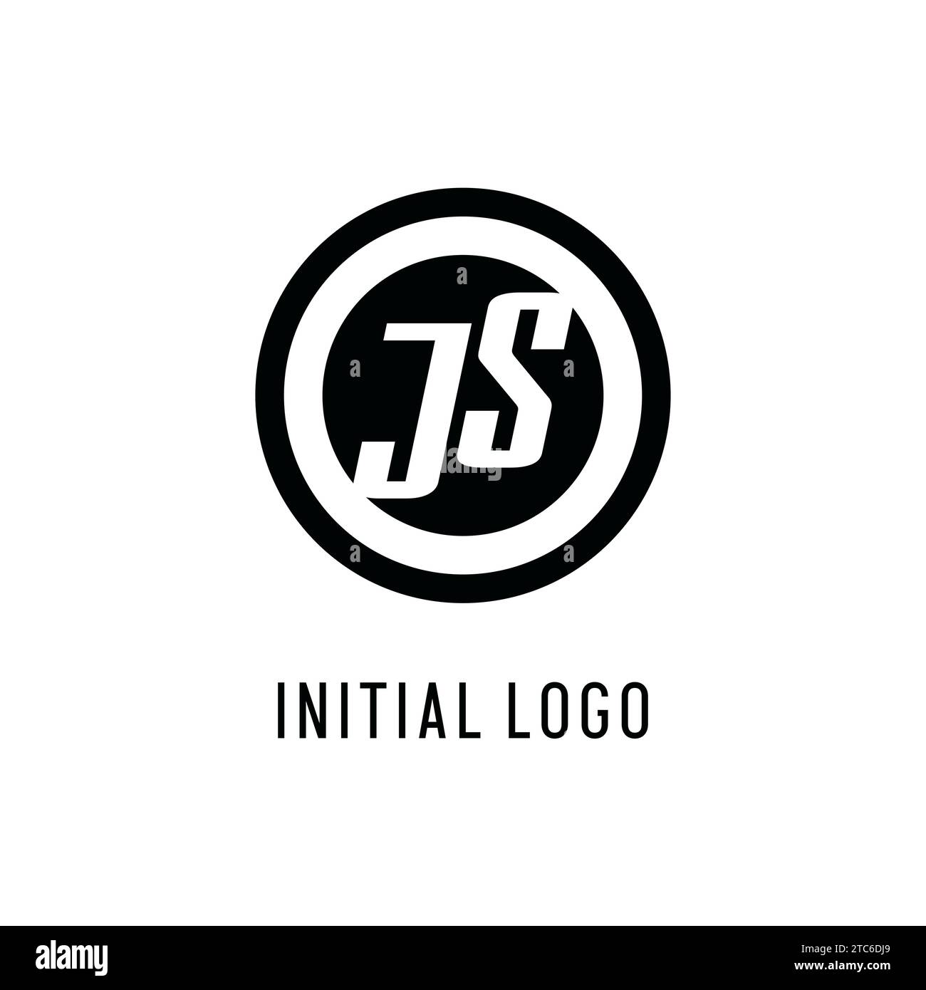 Initial JS logo concentric circle line, clean and simple monogram logo ...
