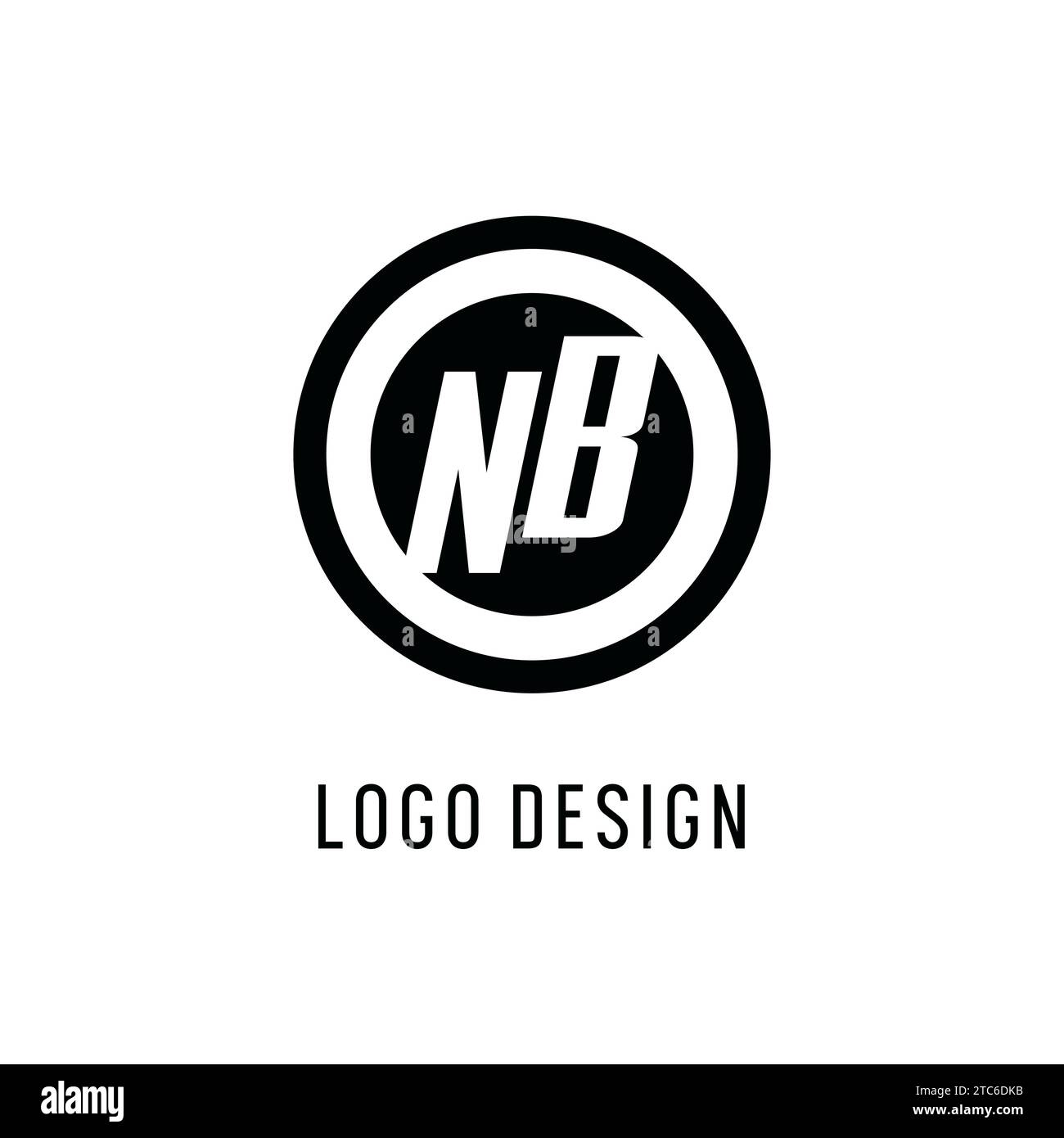 Initial NB logo concentric circle line, clean and simple monogram logo