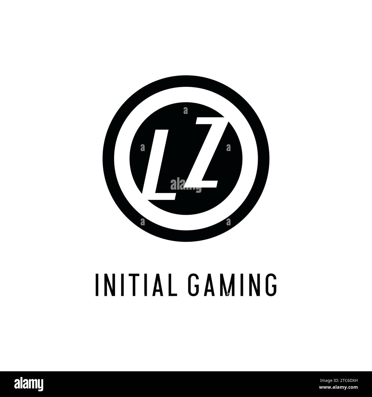 Initial LZ logo concentric circle line, clean and simple monogram logo style vector graphic Stock Vector