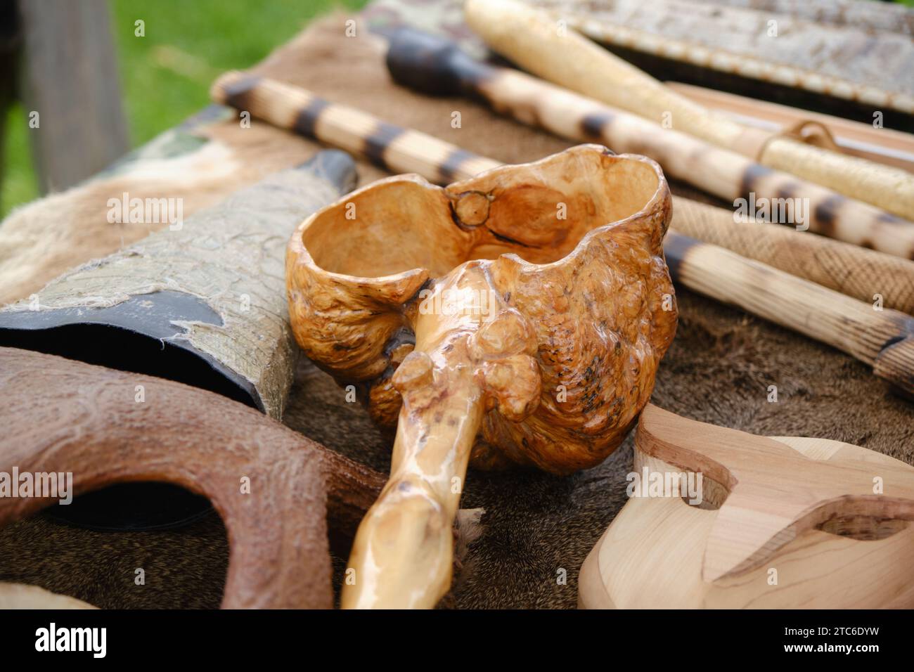 Indigenous scooping wooden tool Stock Photo