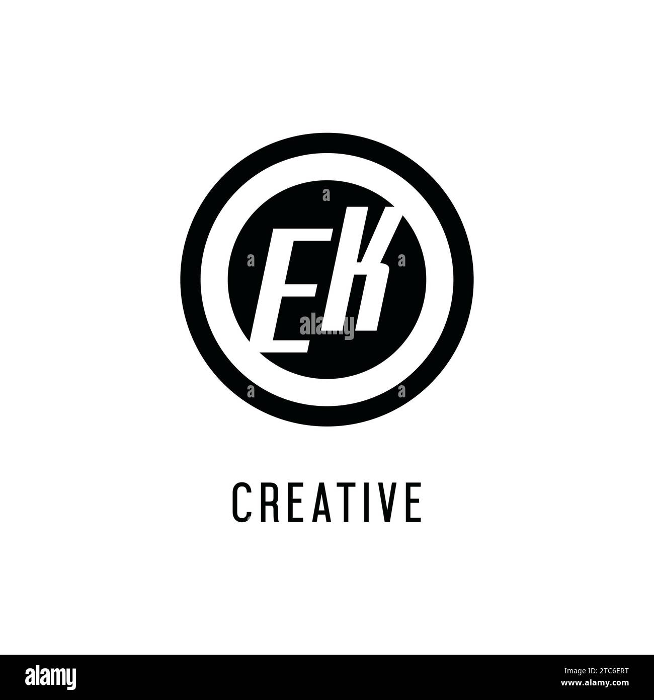 Initial EK logo concentric circle line, clean and simple monogram logo style vector graphic Stock Vector
