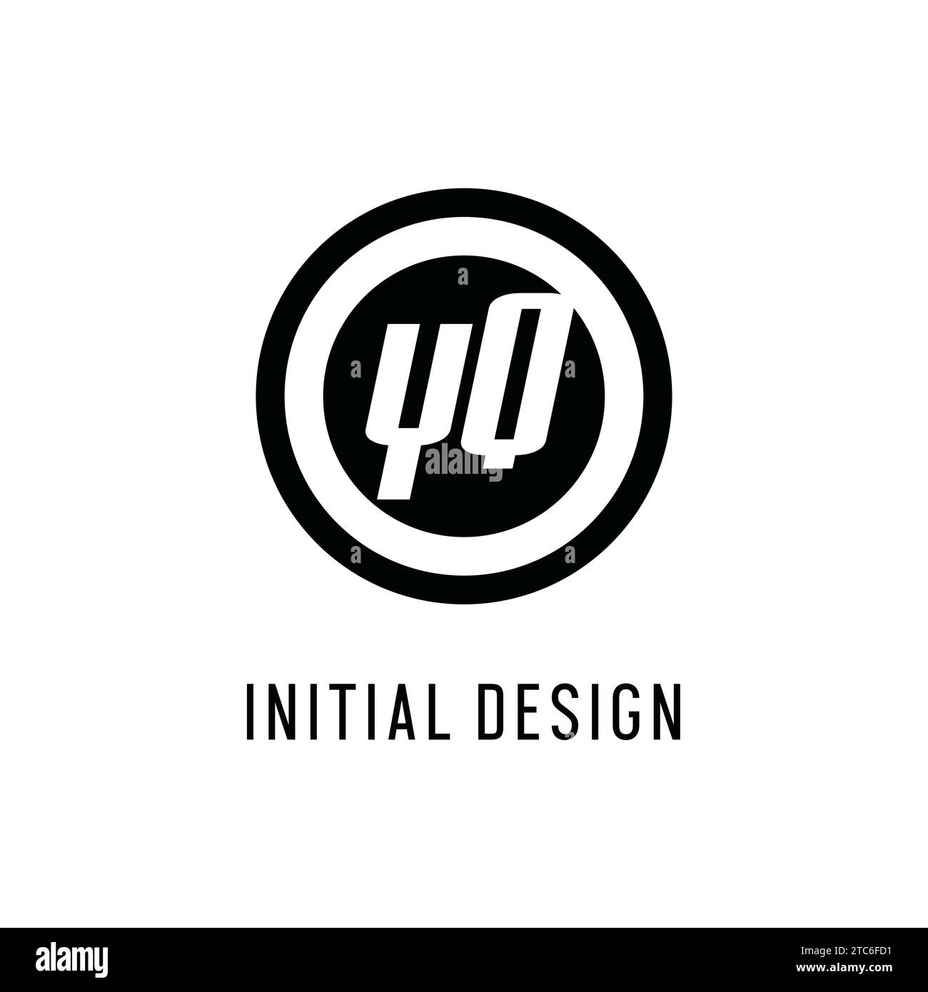 Initial YQ logo concentric circle line, clean and simple monogram logo ...