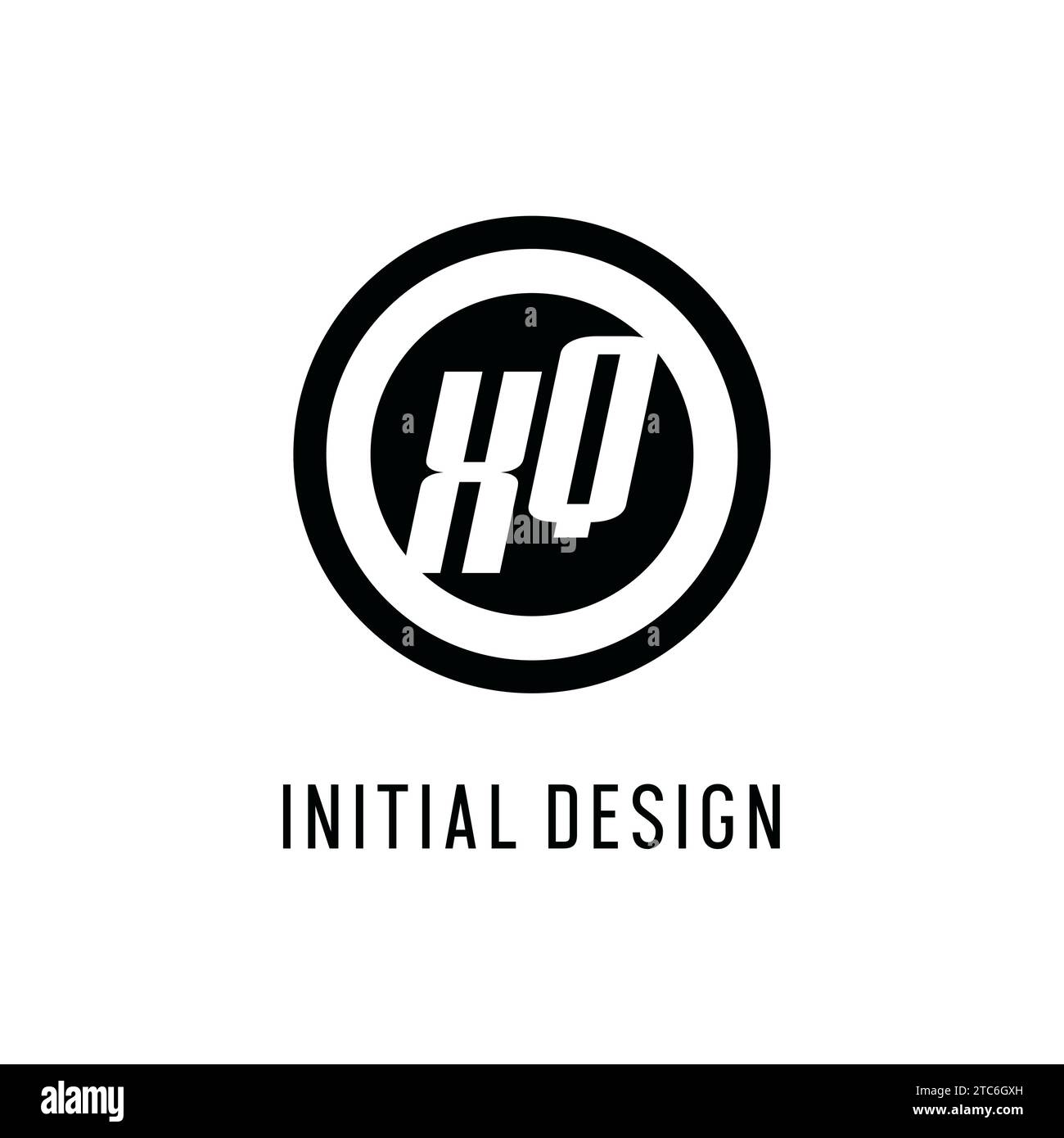 Initial XQ logo concentric circle line, clean and simple monogram logo ...