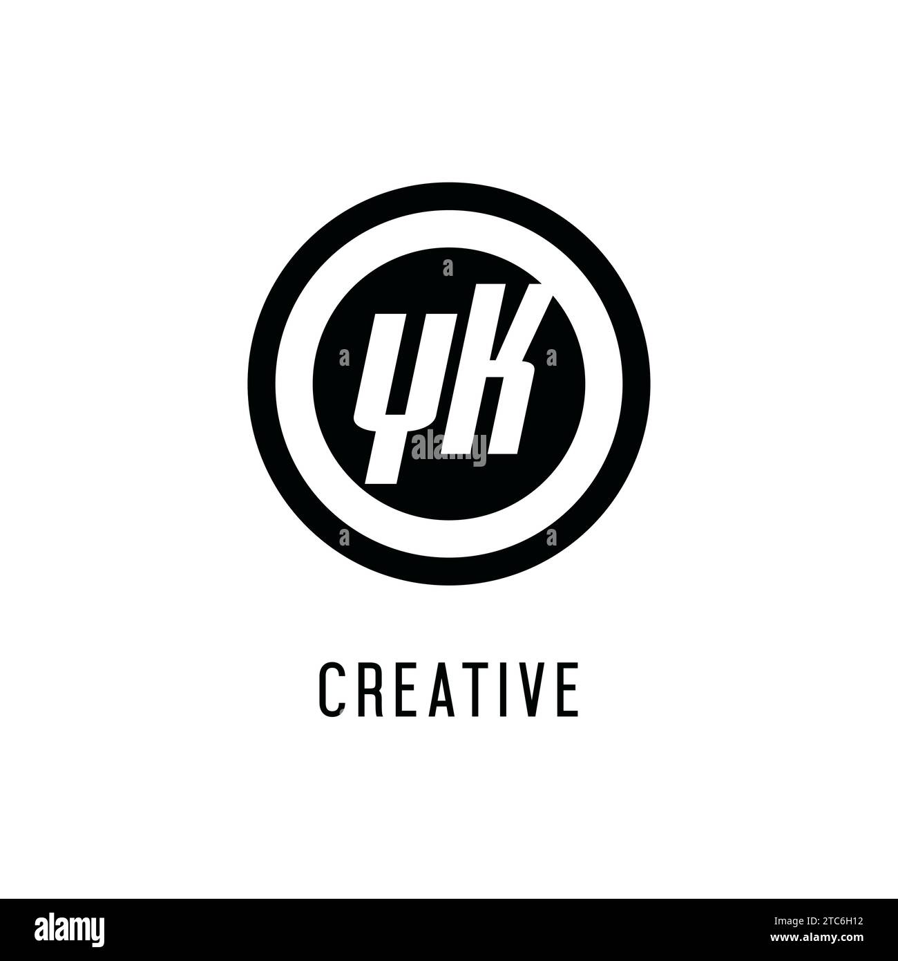 Initial YK logo concentric circle line, clean and simple monogram logo ...