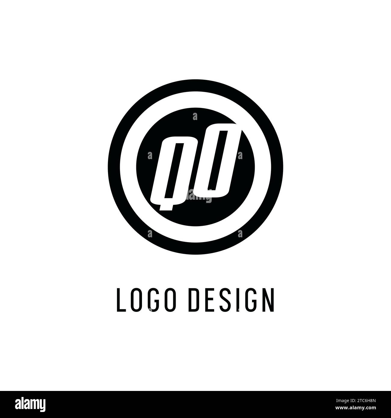 Initial QO logo concentric circle line, clean and simple monogram logo ...