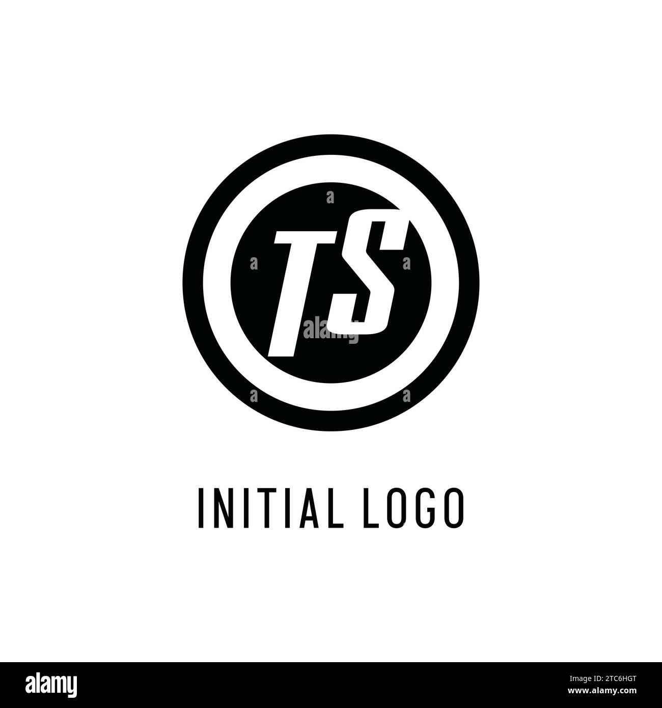 Initial TS logo concentric circle line, clean and simple monogram logo style vector graphic Stock Vector