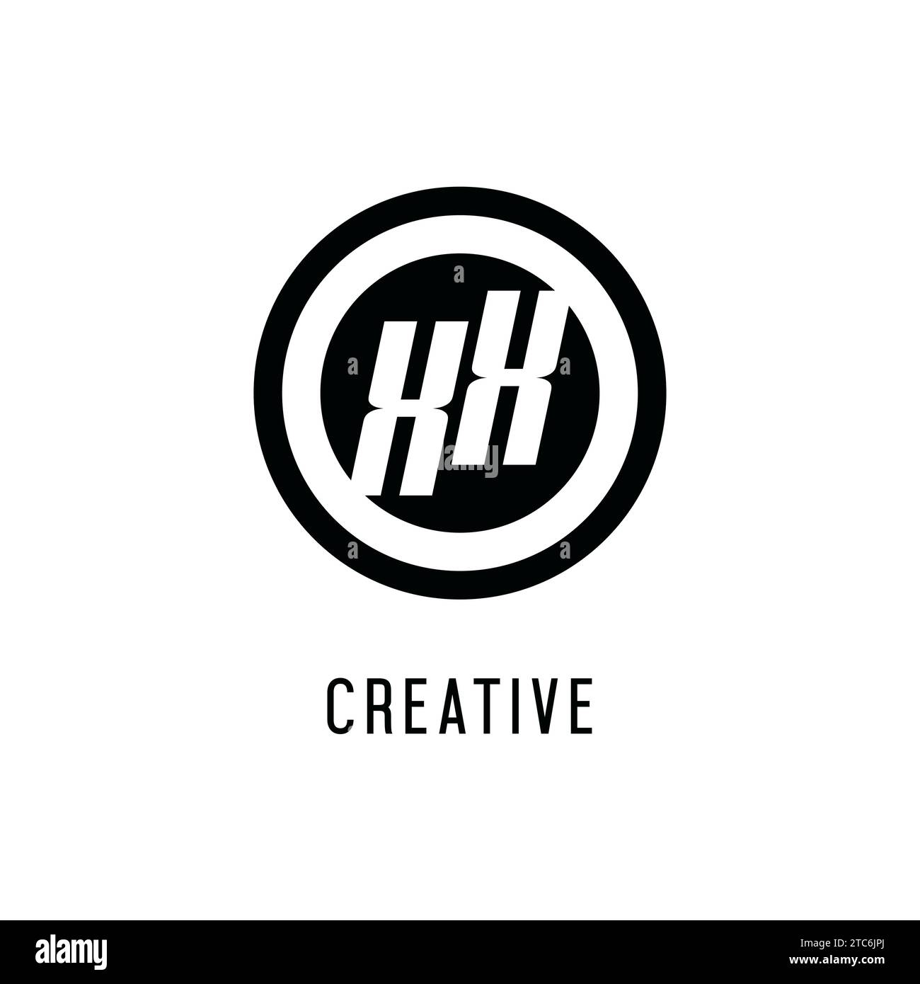 Initial XX logo concentric circle line, clean and simple monogram logo