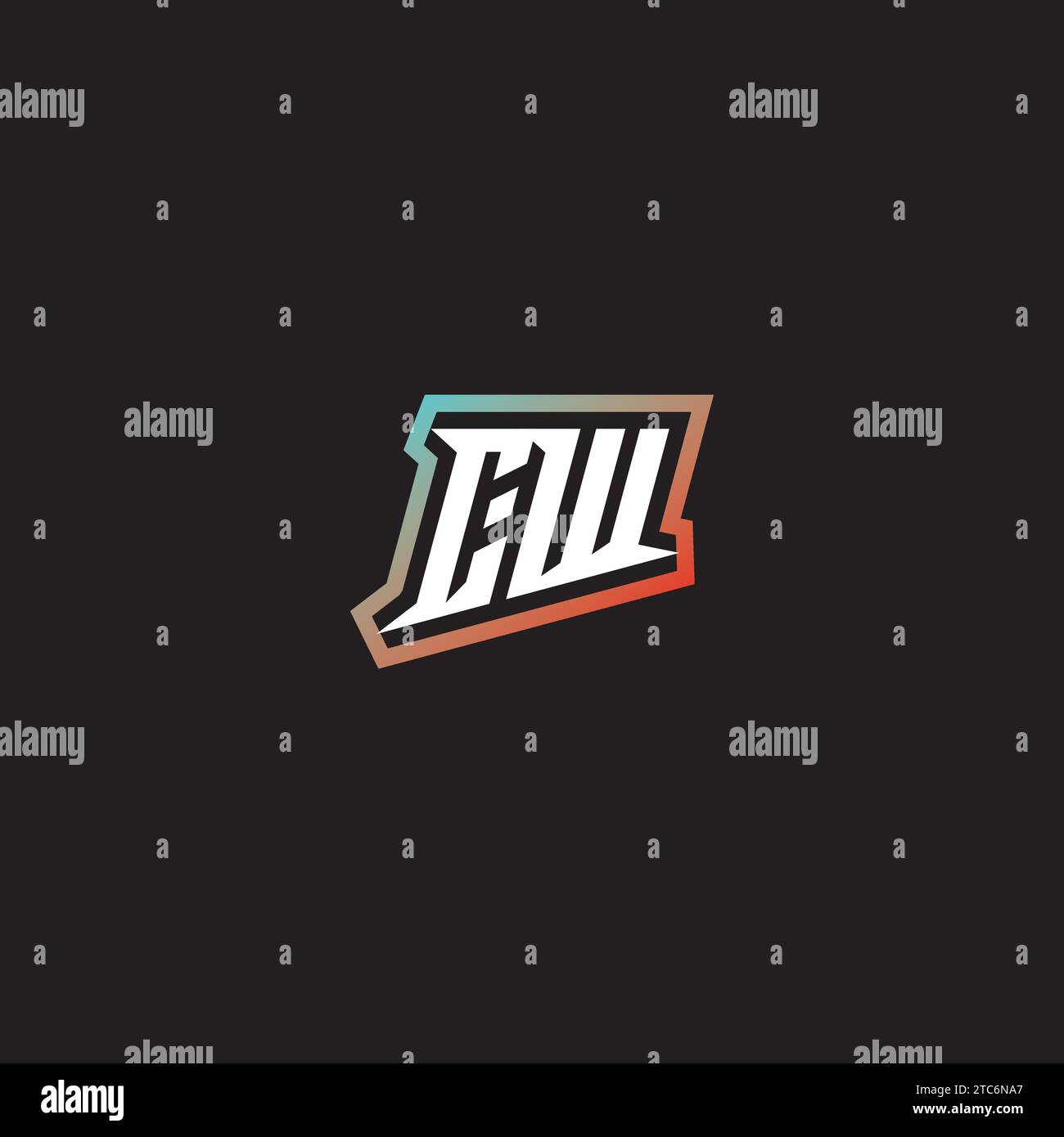 CW letter combination cool logo esport initial and cool color gradattion ideas Stock Vector