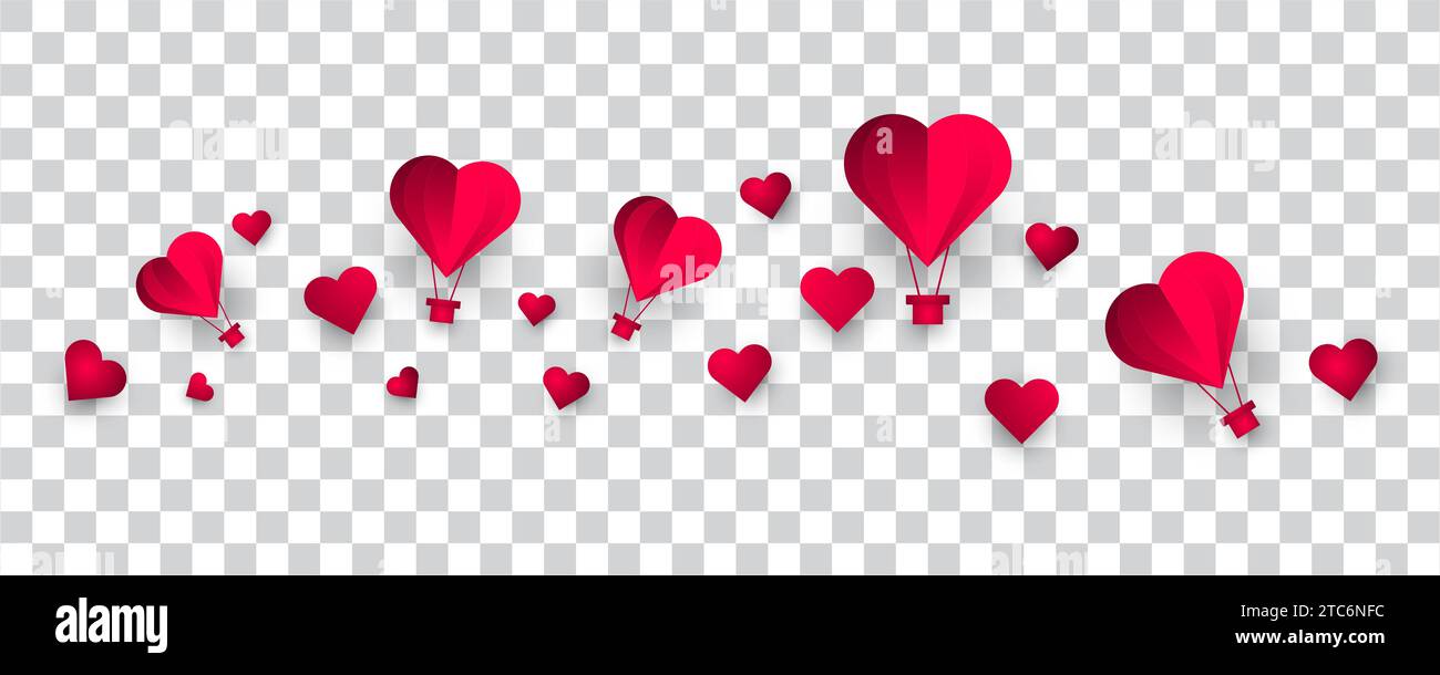 Red Heart Balloons Illustration Isolated on Transparent Background ...