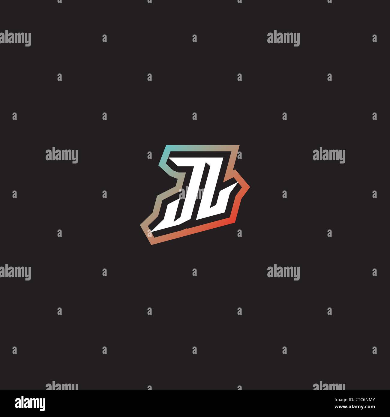 JL letter combination cool logo esport initial and cool color gradattion ideas Stock Vector
