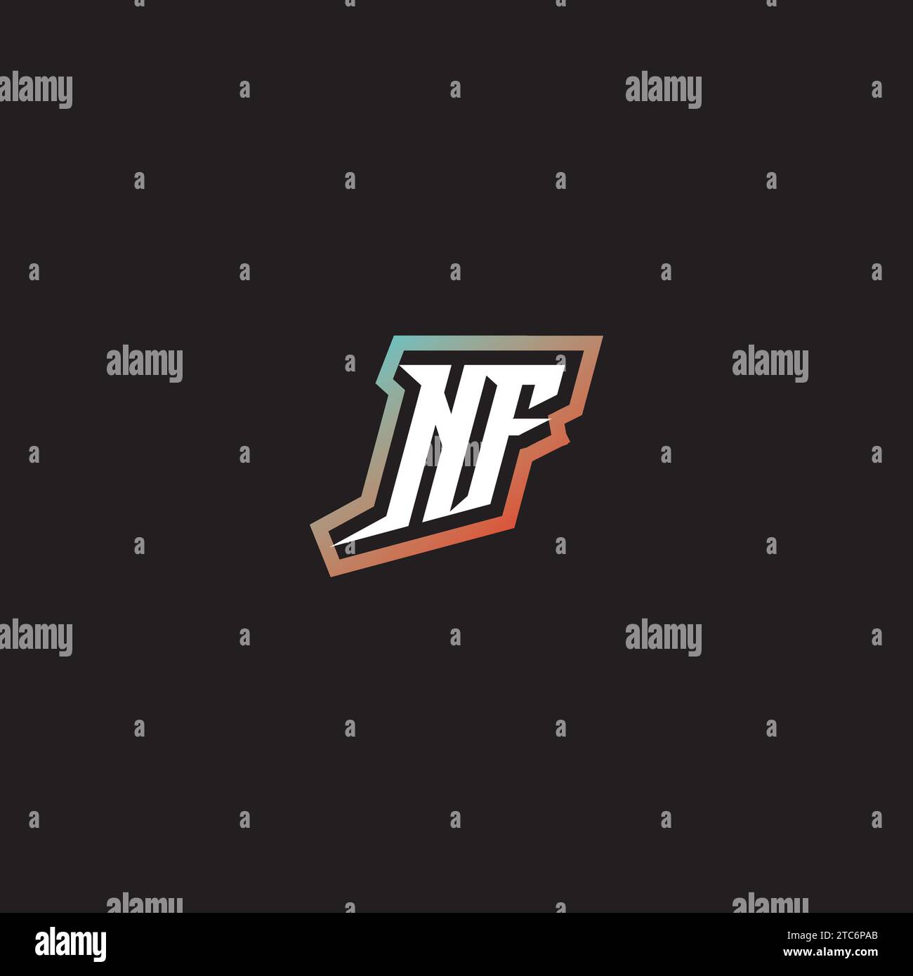 NF letter combination cool logo esport initial and cool color gradattion ideas Stock Vector