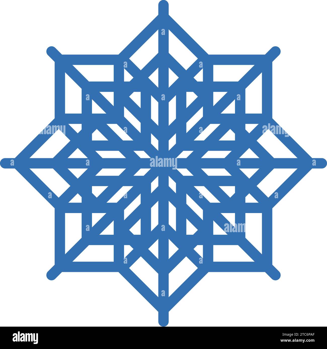 Thick line freeze snowflake, element of winter festival decoration ...
