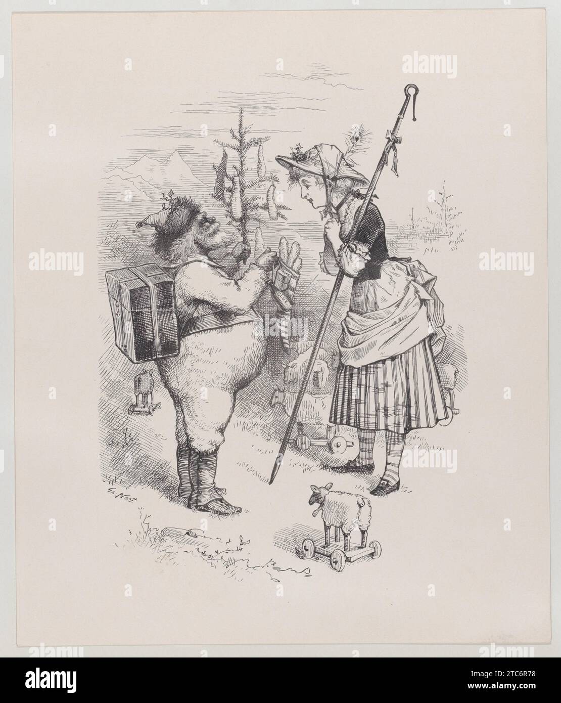 Santa Claus and Little Bo Peep (published in 'Harper's Young People,' December 23, 1879) 1933 by Thomas Nast Stock Photo