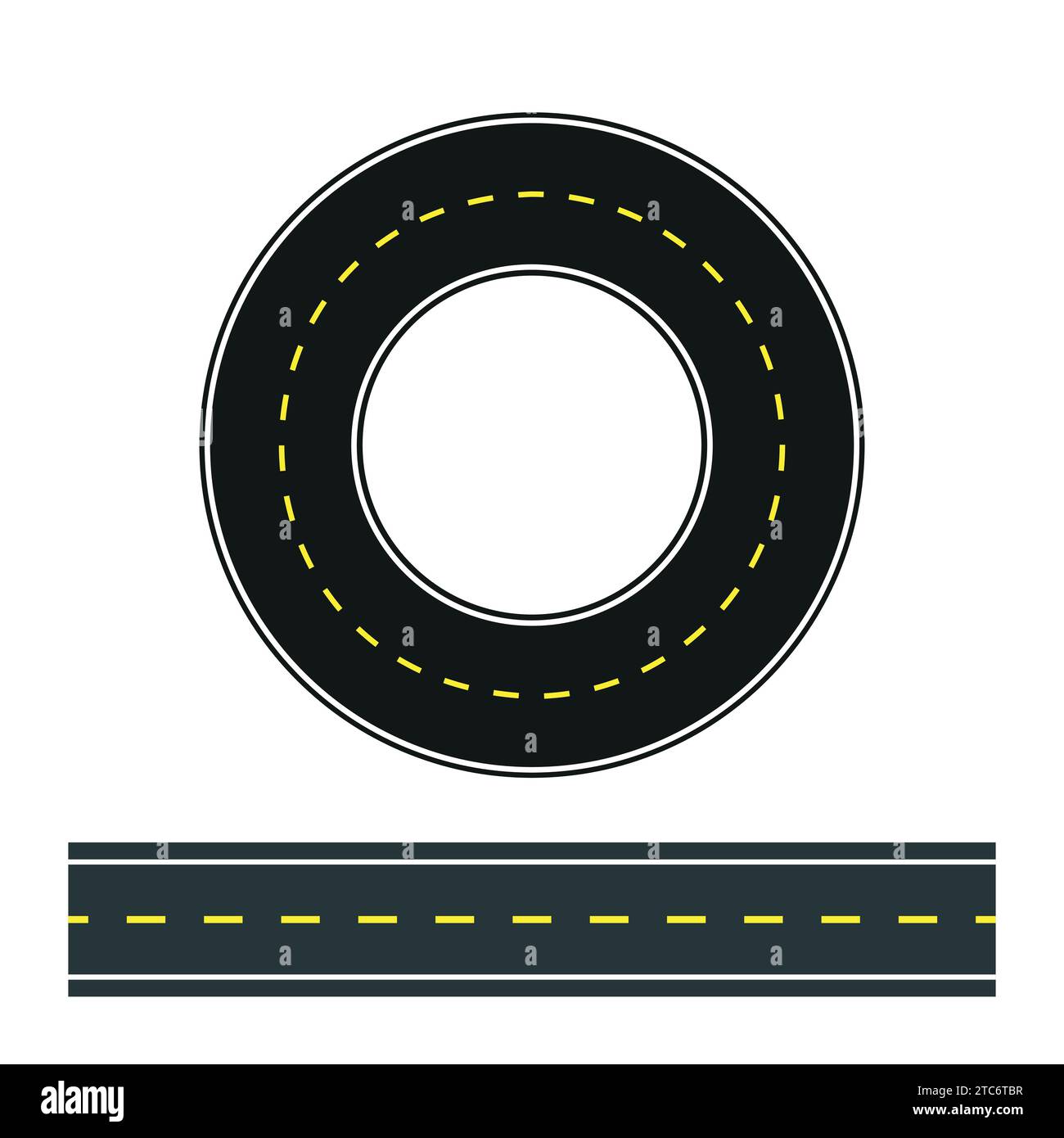 Road circle asphalt road ring highway road marking vector Stock Vector