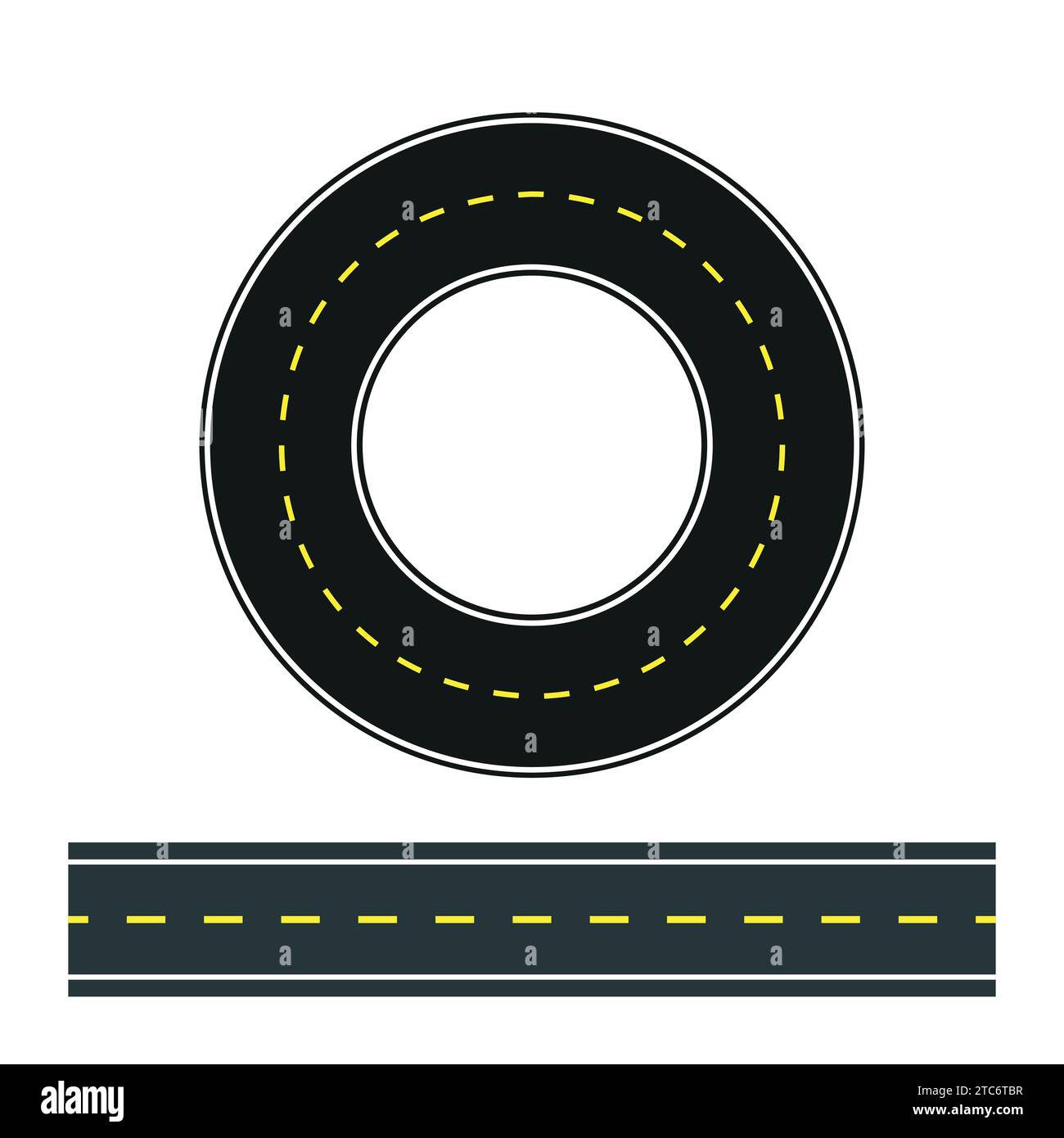 Road circle asphalt road ring highway road marking vector. Stock Vector