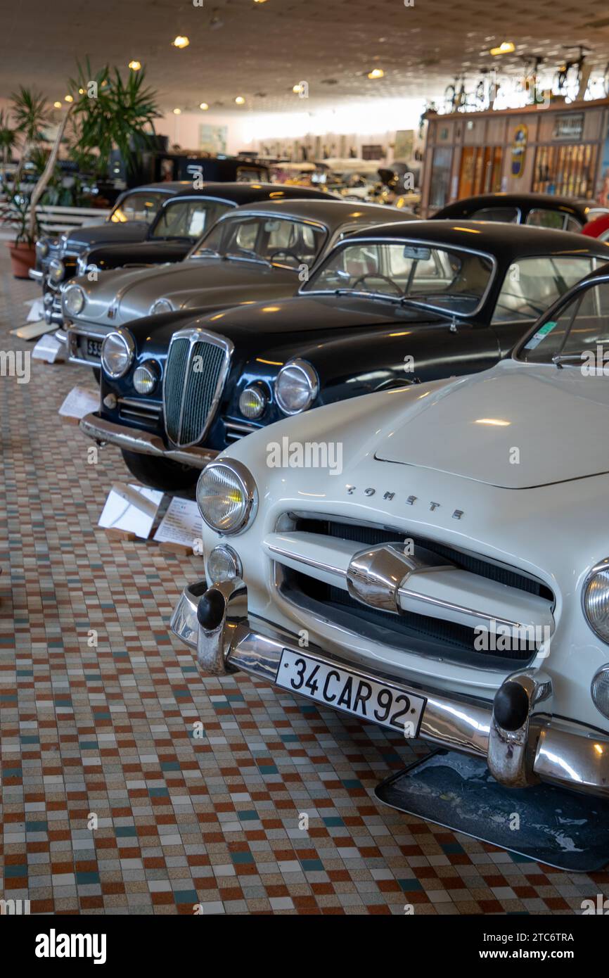 Talmont , France - 09 28 2023 : ford comete lancia and dauphine renault fifties vintage retro car french vehicle in museum in talmont vendee france Stock Photo
