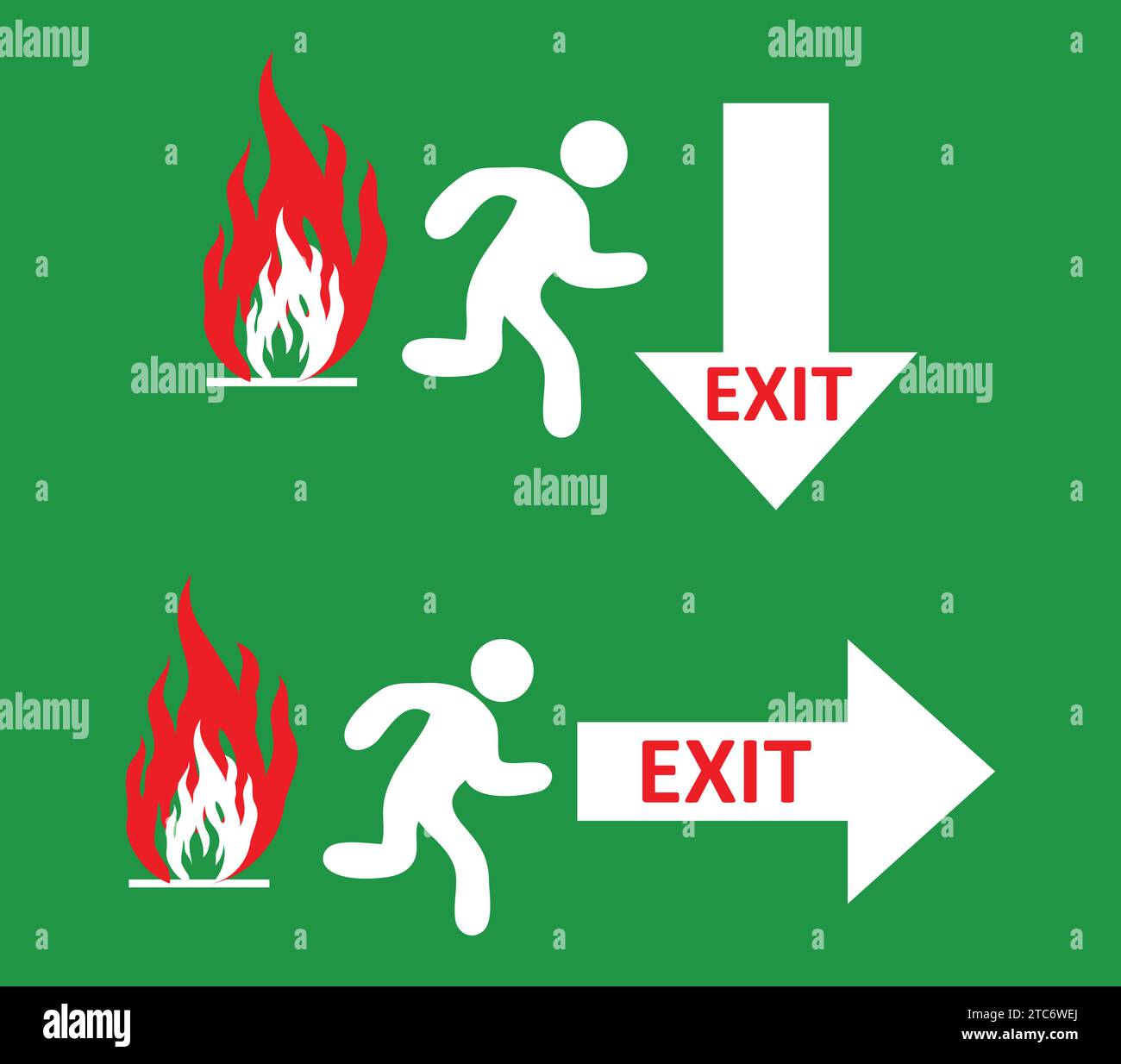 Vector fire exit sign, running main icon, emergency door symbol, arrow pointing sign. Stock Vector