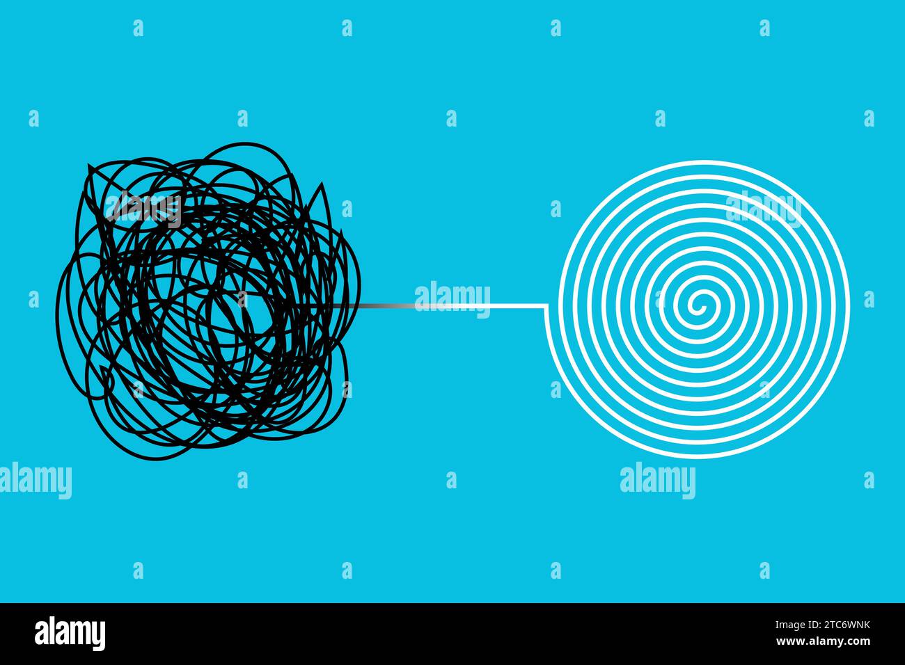 Tangle and untangle, psychotherapy and psychology concept vector line illustration. Stock Vector