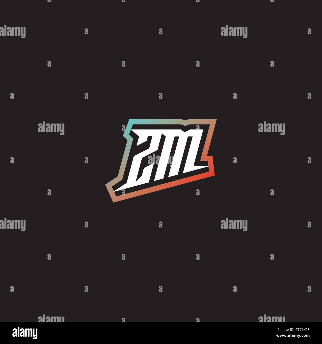 ZM letter combination cool logo esport initial and cool color gradattion ideas Stock Vector