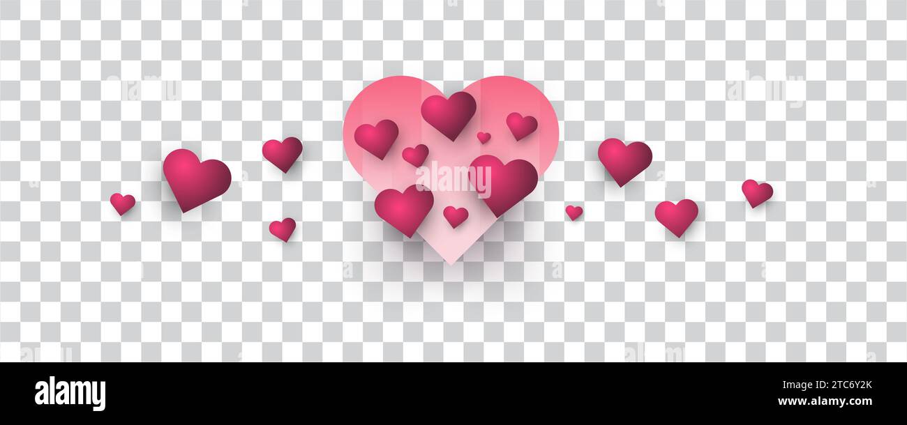 Cute Pink Heart Balloons Illustration Isolated on Transparent ...