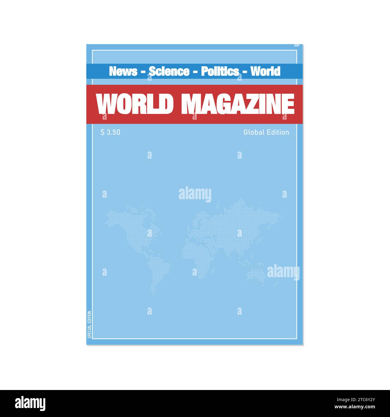 Magazine front page blank template. Vector generic magazine cover mockup with copy space. Stock Vector