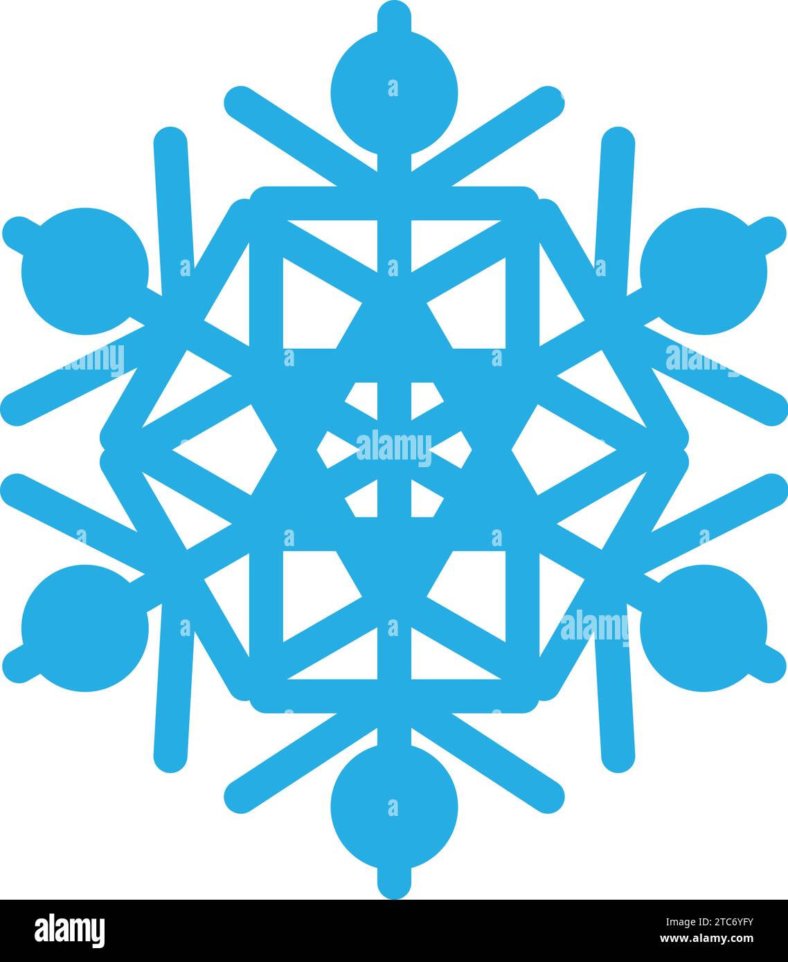 Thick line freeze snowflake, element of winter festival decoration ...