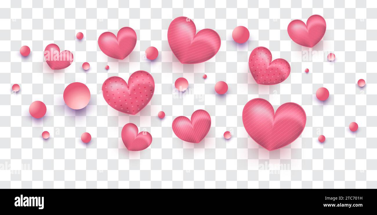 Cute Pink Heart Balloons Illustration Isolated on Transparent ...