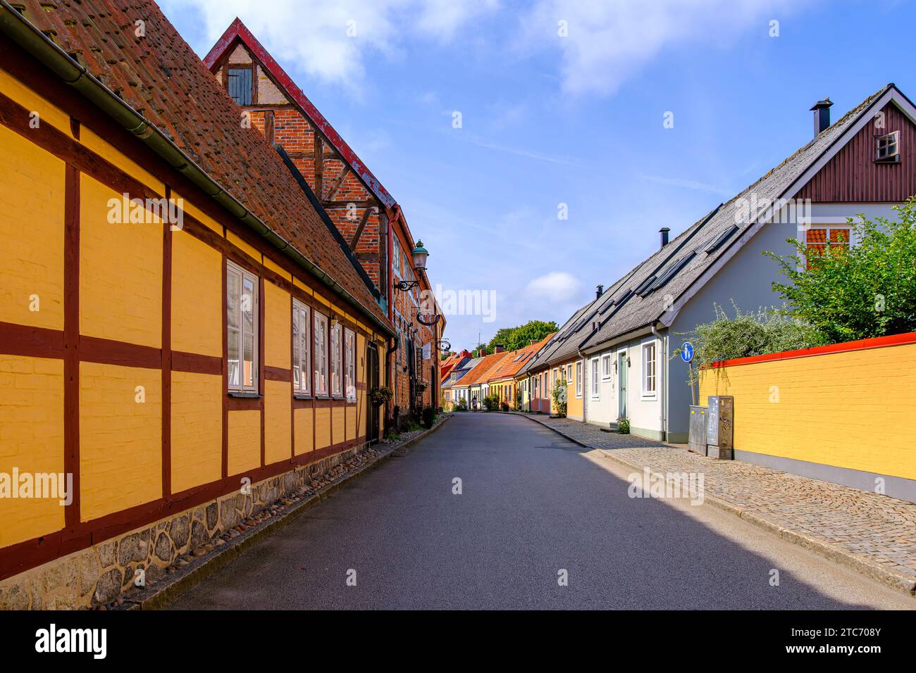 Picturesque alleyway and old town setting in Ystad, Skåne, Skane län, Sweden. Stock Photo