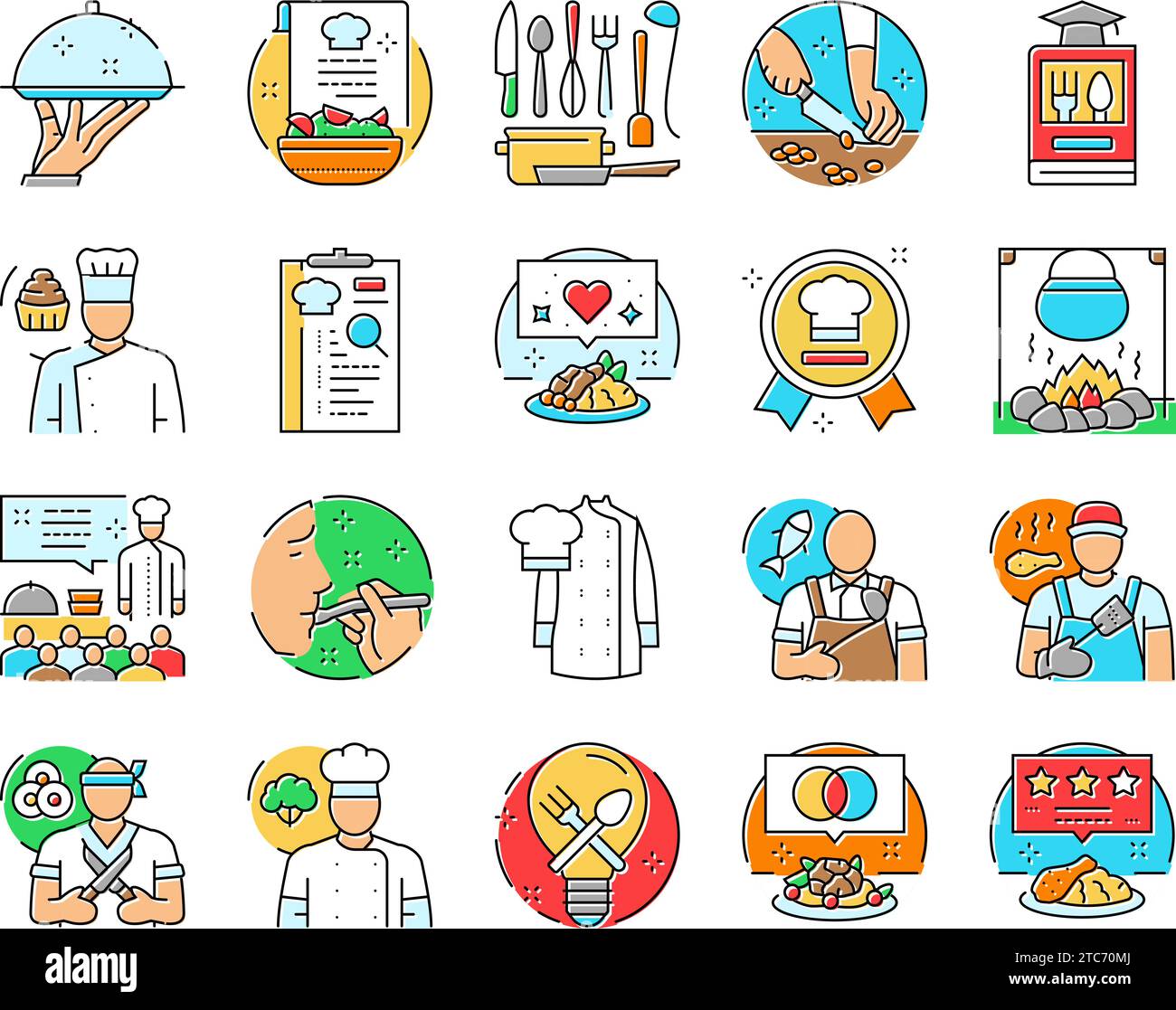 restaurant chef cooking food icons set vector Stock Vector Image & Art ...