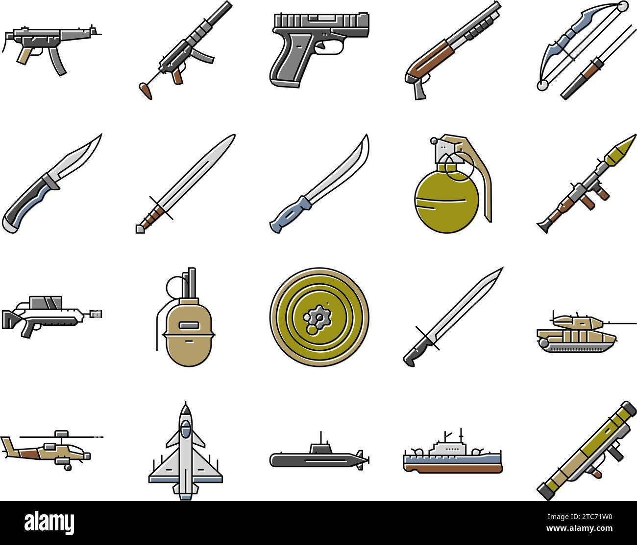 weapon war gun military army icons set vector Stock Vector Image & Art ...