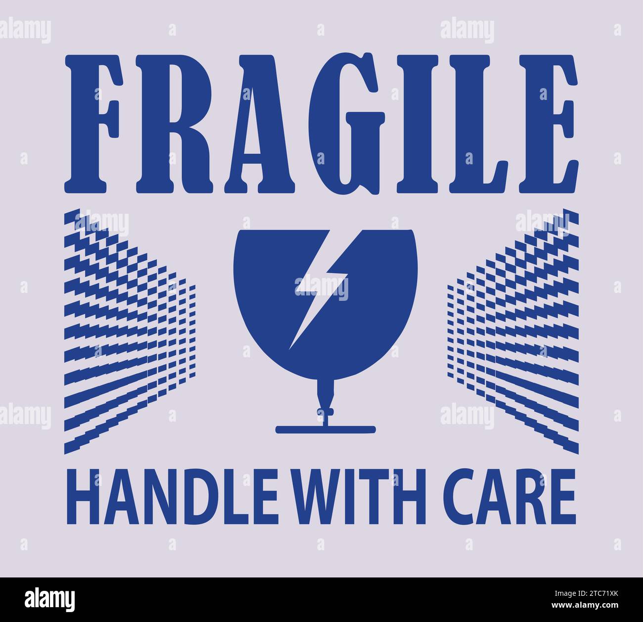 Fragile handle with care sticker, fragile label with broken glass