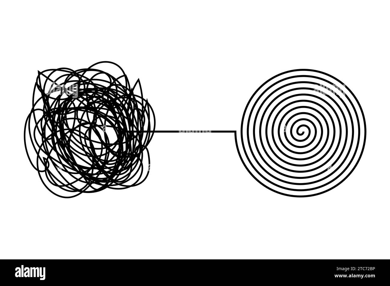 Tangle and untangle, psychotherapy and psychology concept vector line illustration. Stock Vector