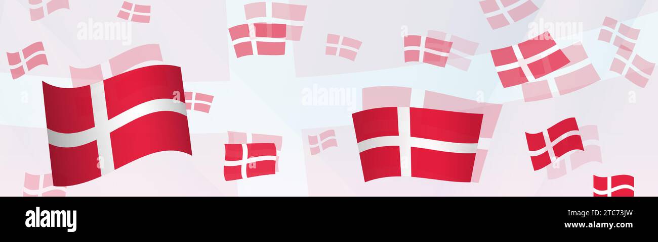 Denmark flag-themed abstract design on a banner. Abstract background design with National flags. Vector illustration. Stock Vector