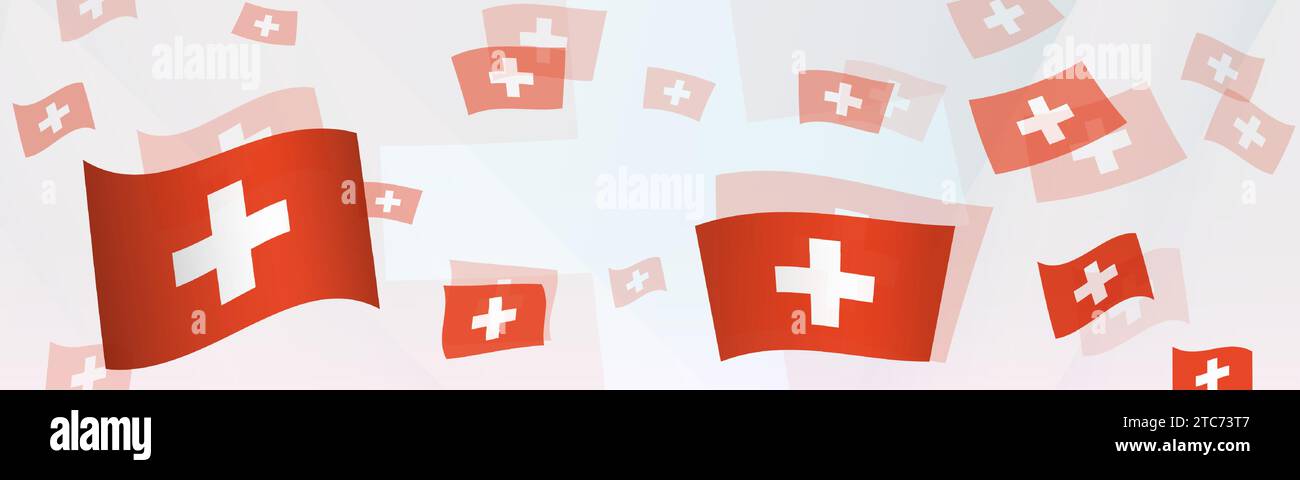 Switzerland flag-themed abstract design on a banner. Abstract background design with National flags. Vector illustration. Stock Vector