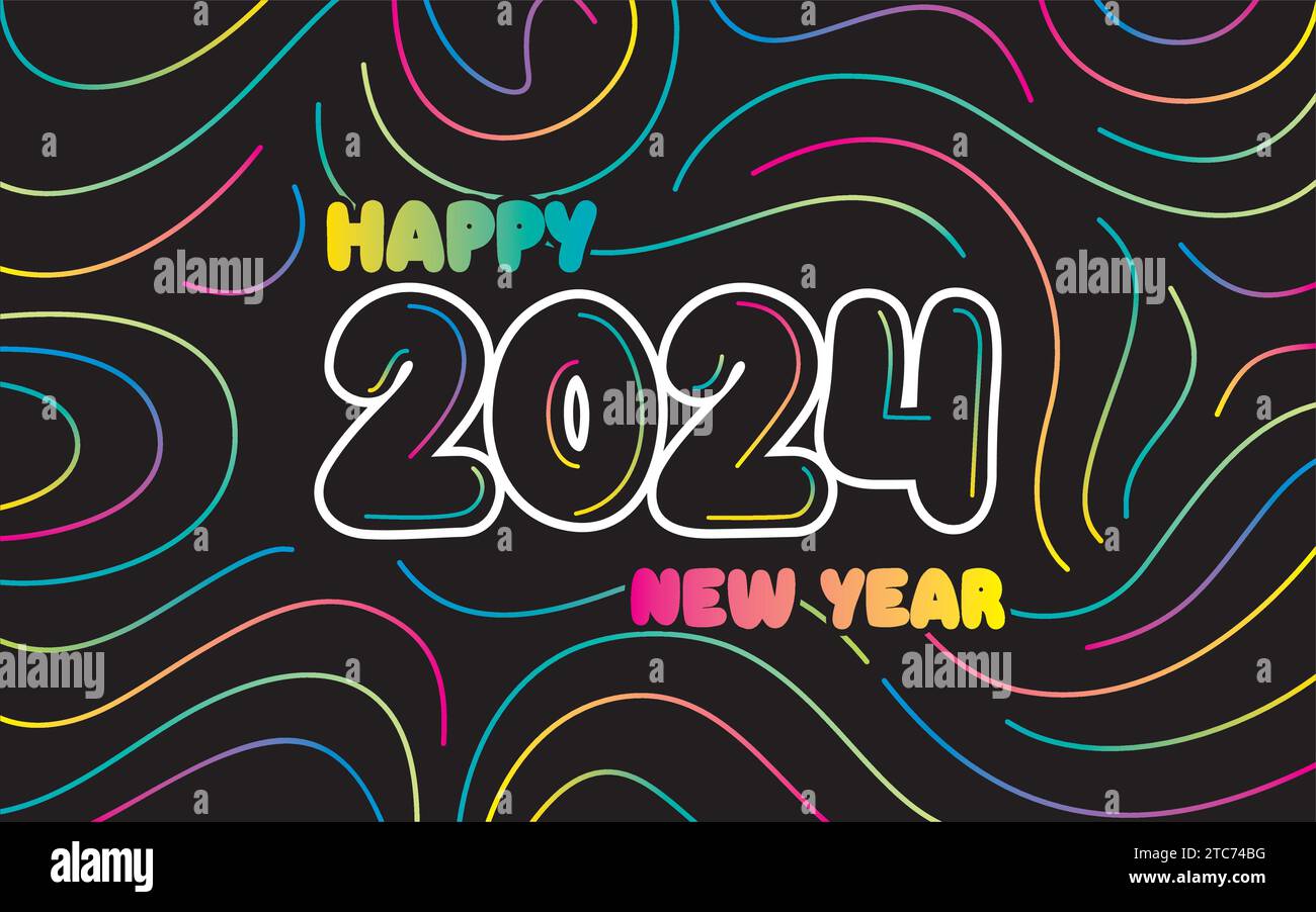 Creative happy new year 2024 colorful design. Premium vector background