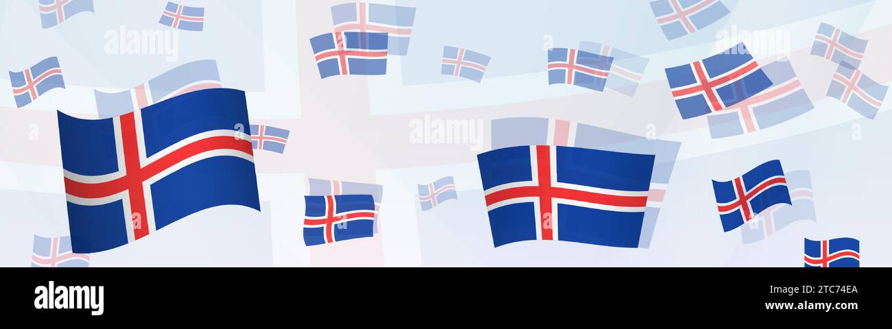 Iceland flag-themed abstract design on a banner. Abstract background design with National flags. Vector illustration. Stock Vector