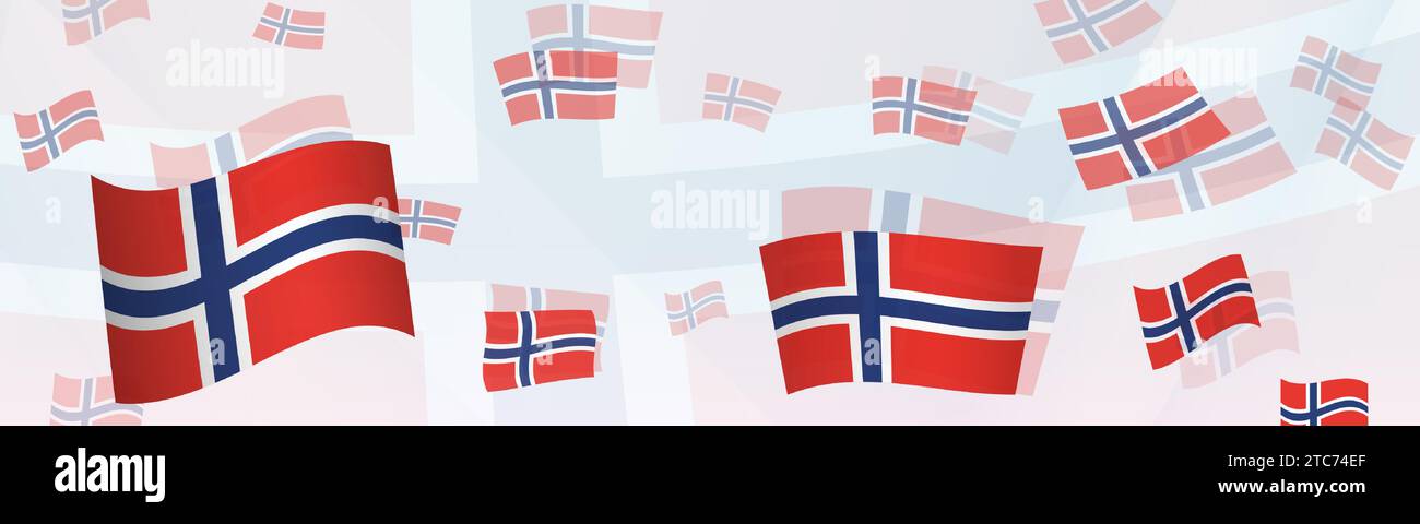 Norway flag-themed abstract design on a banner. Abstract background design with National flags. Vector illustration. Stock Vector