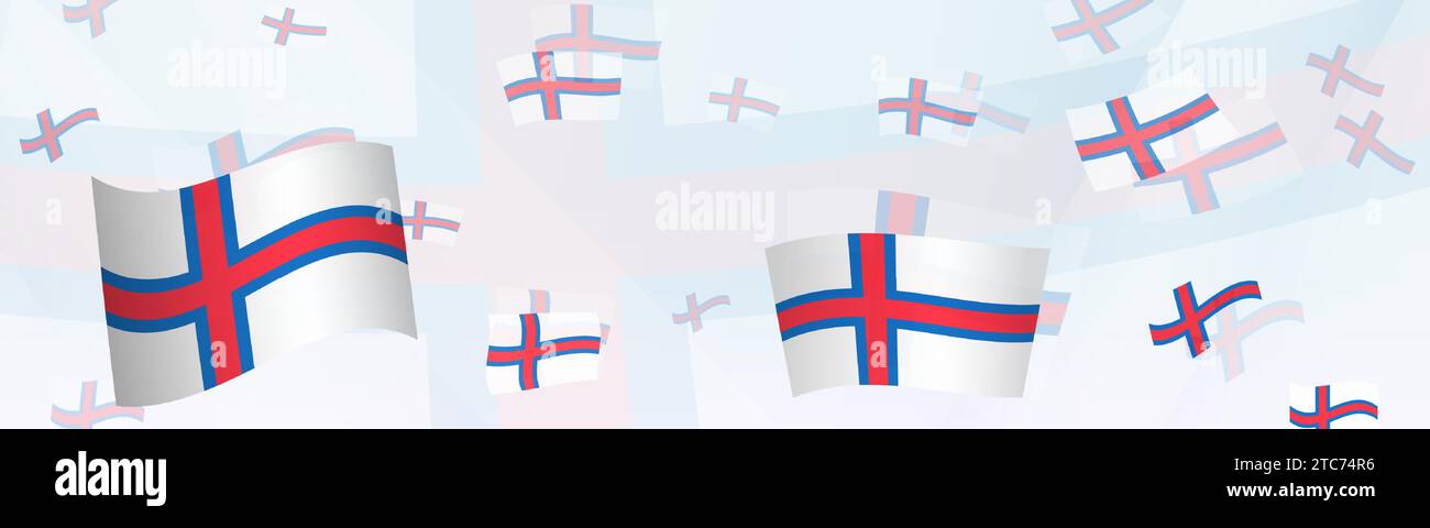 Faroe Islands flag-themed abstract design on a banner. Abstract background design with National flags. Vector illustration. Stock Vector