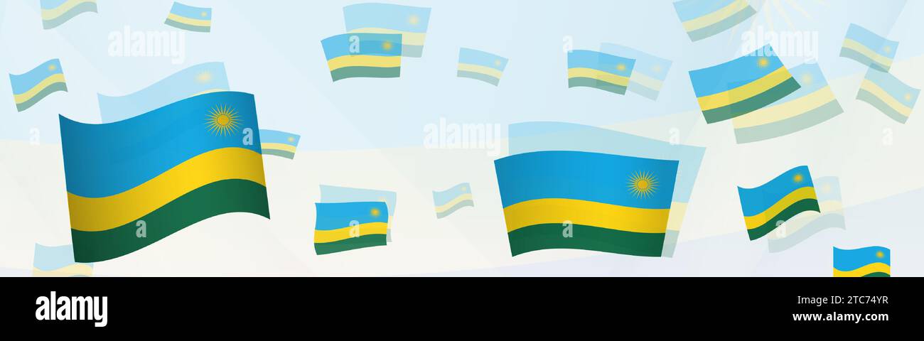 Rwanda flag-themed abstract design on a banner. Abstract background design with National flags. Vector illustration. Stock Vector