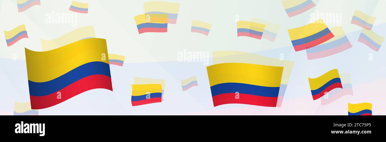 Colombia flag-themed abstract design on a banner. Abstract background design with National flags. Vector illustration. Stock Vector