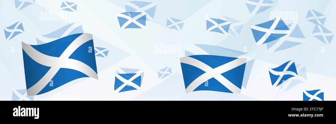 Scotland flag-themed abstract design on a banner. Abstract background design with National flags. Vector illustration. Stock Vector