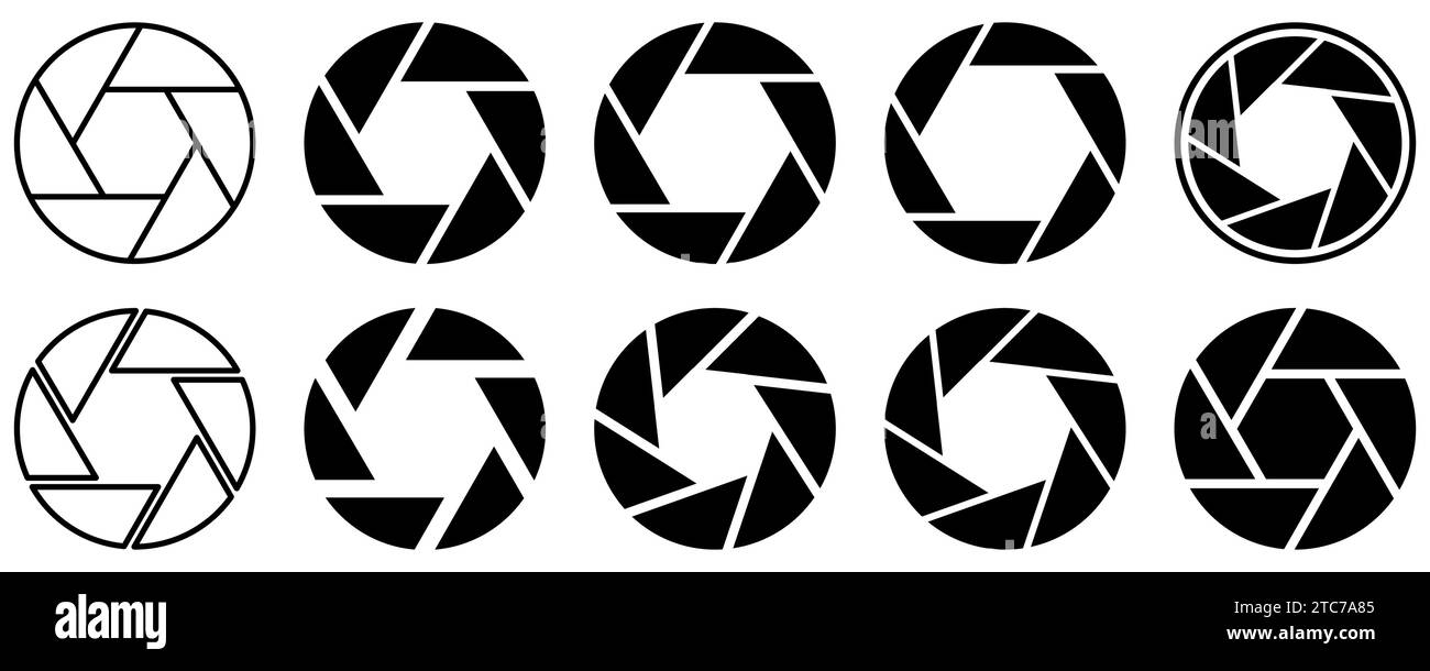 Set of camera shutter icons. Symbol for photo, video equipment. Vector ...